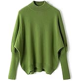 Ciovkis Women's Merino Wool Blend Oversized Sweater 2025 Fall Winter Fashion Mock Neck Batwing Sleeve Knit Pullover Sweater