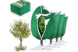 Clebay 6 Pack Plant Frost Protection Covers – Mixed Sizes 23.6x31.5, 31.5x47.2, 47.2x70.9 – Reusable Breathable Freeze Blankets with Drawstring for Winter Plant, Tree, Shrub, and Garden Protection