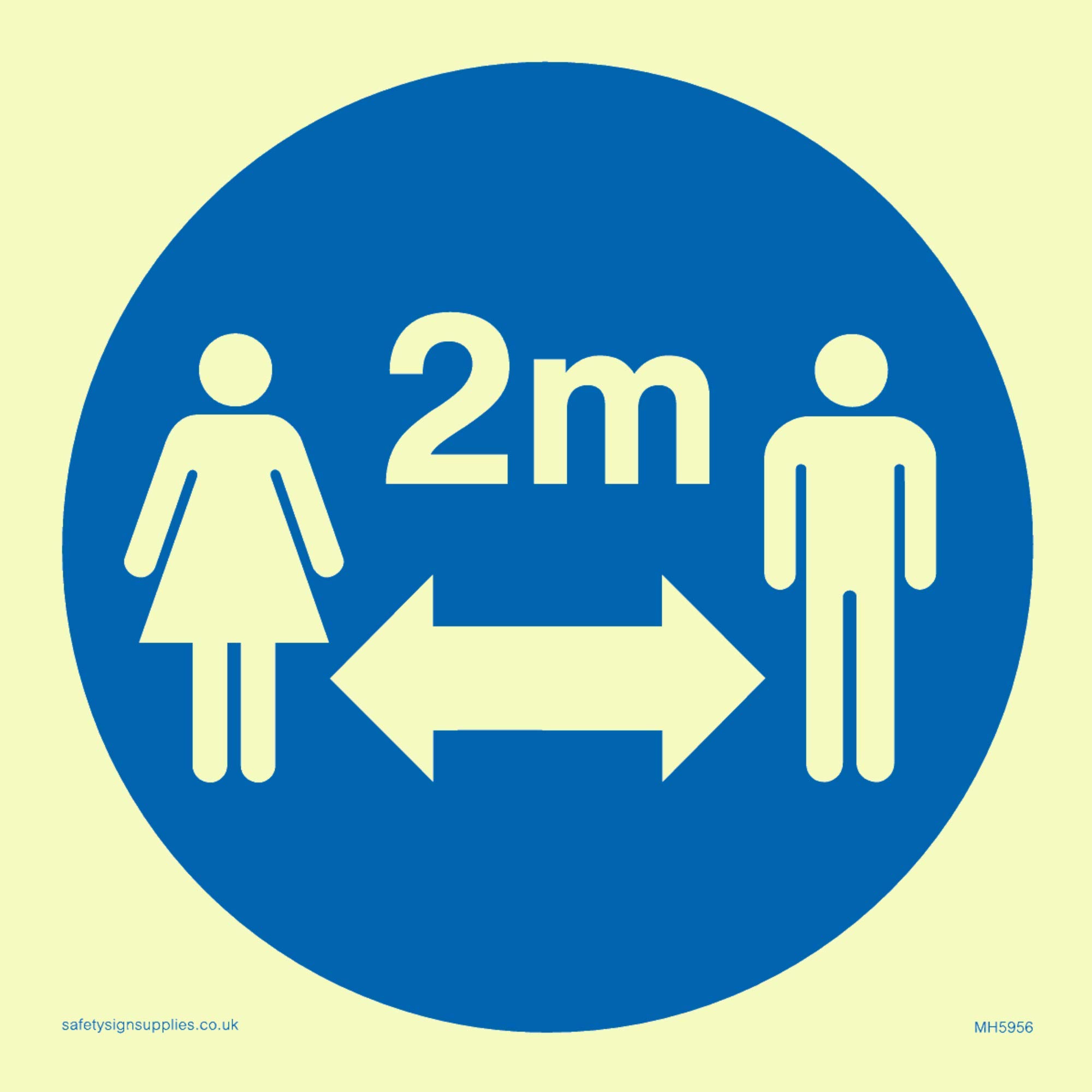 Social distance symbol sign - Plastic Semi-rigid Photoluminescent