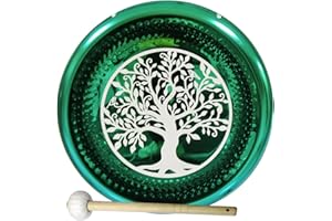 Arborea Green Mirror Tree of Life Alloy Gong 22"/55cm with Wood Mallet For Sound Healing Meditation and Yoga
