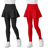 BOOPH 2 Pack Girls Leggings with Skirt Cotton Ruffle Tutu Uniform Pants