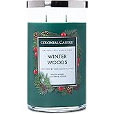 Colonial Candle Scented Jar Candle, Classic Cylinders, Winter Woods, 2 Wick, 19 oz, Green
