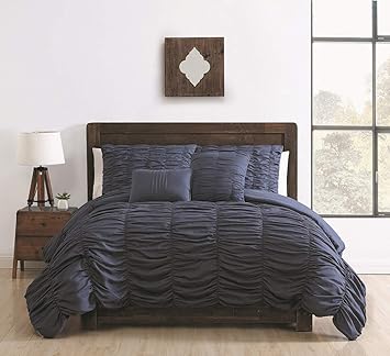 Amazon Com Kinglinen 5 Piece Aurora Denim Comforter Set Queen