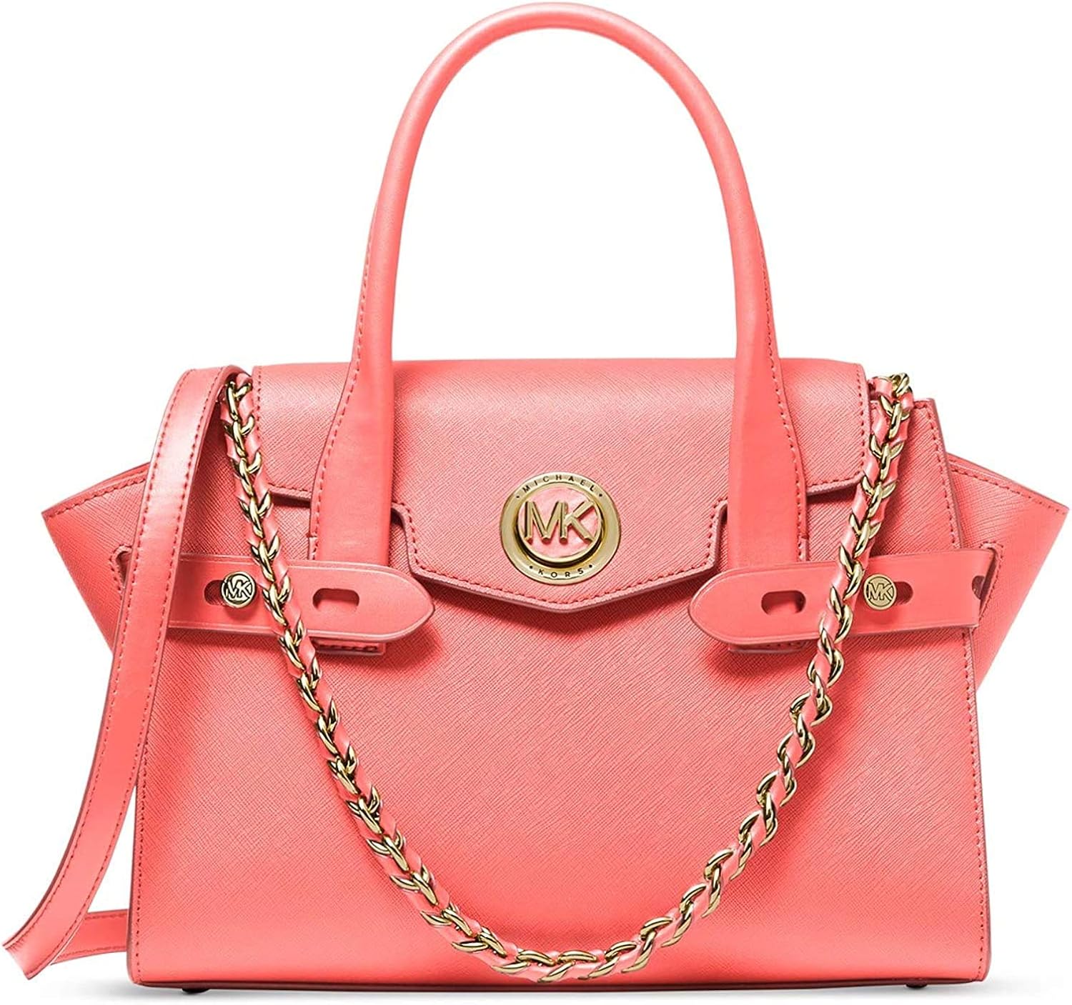 Michael Kors Carmen Leather Flap Crossbody Satchel Pink Grapefruit Amazon.co.uk Shoes & Bags