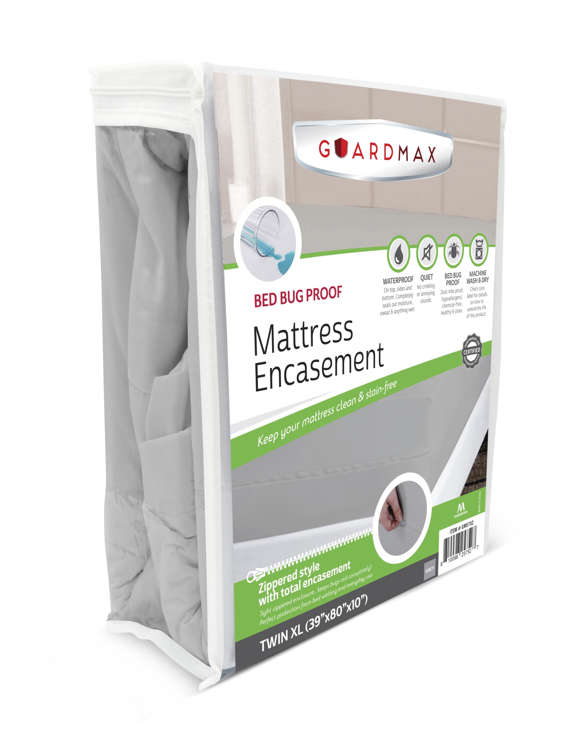 Photo 1 of Guardmax Jersey Knitted Twin XL Zippered Mattress Encasement - Waterproof & Bed Bug Proof Mattress Protector - Comfortable, Soft, and Noiseless Zippered Bedding - Dust Mite Proof (39 x 80 x 10)