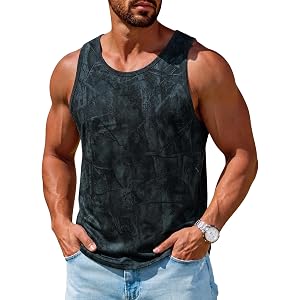 Runcati Men's Workout Tank Tops Athletic Gym Sleeveless Muscle Shirt Casual Tie Dye Graphic Summer Hipster T Shirts