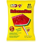 Vero Rebanaditas Watermelon Chili Covered Hard Candy Lollipops, 40 Pcs