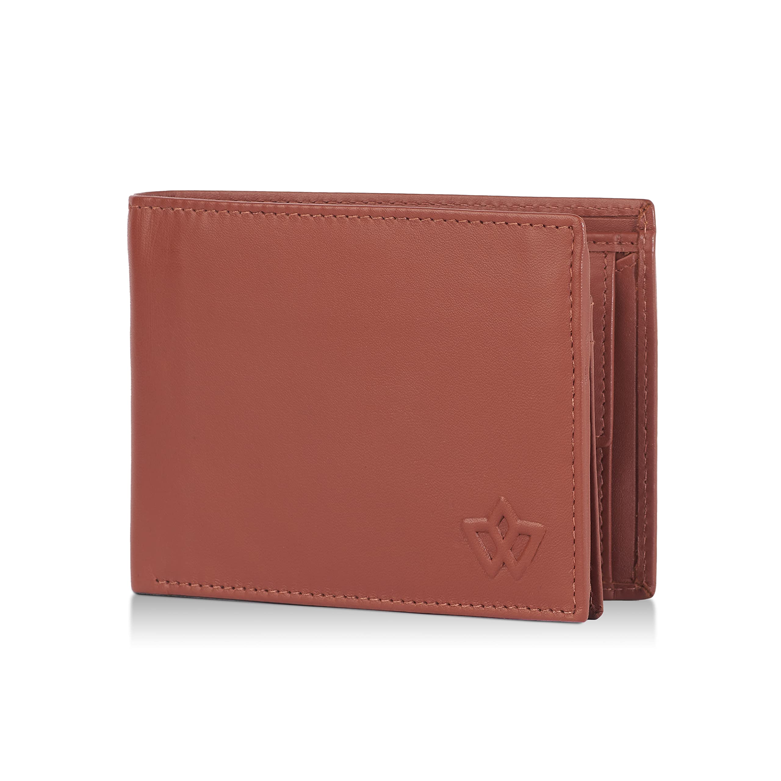 WASAMA Leather Wallet for Men Black | Classic bi-fold Style, Coin Pocket, Durable | RFID Protection | The Classic - Rich Cognac Brown