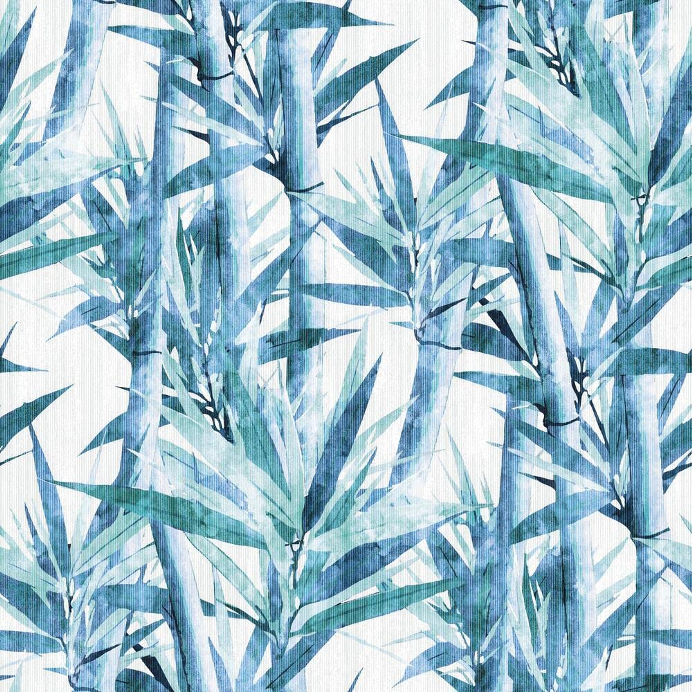 RoomMates RMK11368RL Blue Lucky Bamboo Peel and Stick Wallpaper