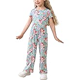 EASWEET Toddler Girls Rompers Bamboo Viscose Short Sleeve Wide Leg Jumpsuit Summer Outfit