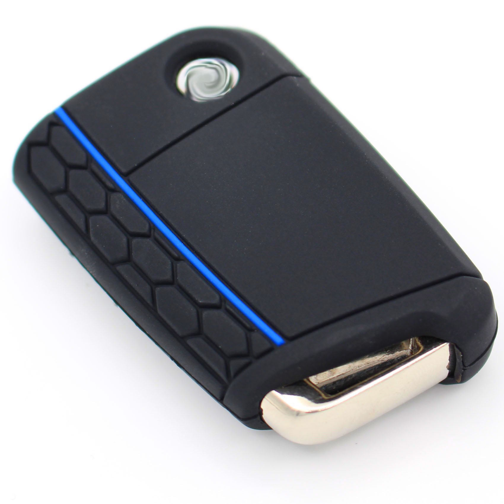 VB Key Case for 3 Buttons Car Key Silicone Cover Key Case Protective Cover (Black Blue)