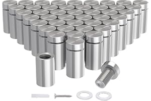 LuckIn 50-Pack Standoff Screws (1/2 in. Dia x 3/4 in. L), Stainless Steel Standoff Mounting Hardware for Acrylic Signs, Silver