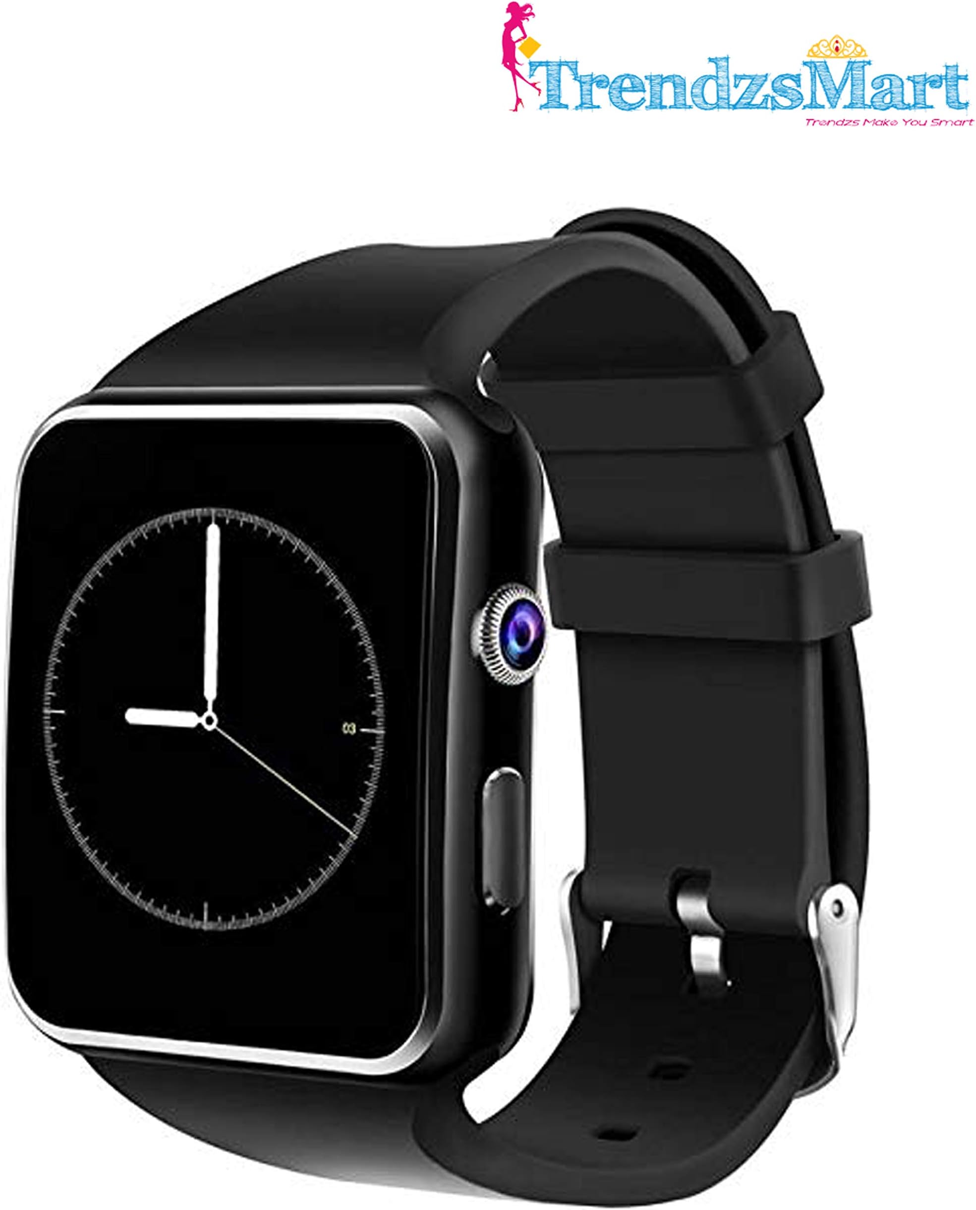 TrendzsMart ™ X6 Smart Watch 3G/4G SIM/TF Card Supports Bluetooth Camera Touch Screen Compatible to All Android/iOS Devices Activity Tracker SMS/Call Alert Whatspp/Facebook/Twiter Black for Men/Women