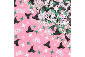 xo, Fetti Pink + Green Witch Confetti, Glitter + Iridescent Foil - 200 pc | Kids Wizard Party Decorations, Girls Birthday Table Decor, Popular Supplies, Bachelorette Tablescape