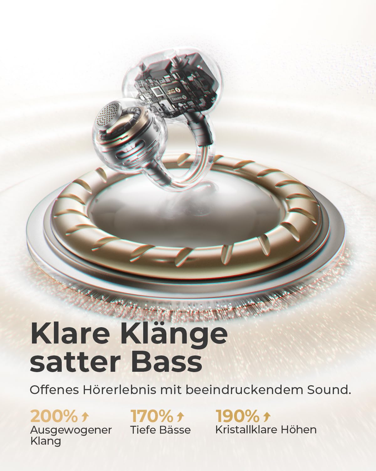 SANAG Open Ear Kopfhörer, Clip on Kopfhörer, Bluetooth 6.0, 42H Spielzeit, IP67 Wasserdicht, ENC Geräuschunterdrückung für Anrufe, Sicherer Halt für Laufen, Radfahren & Wandern 3