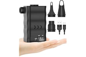 Dr.meter Air Mattress Pump, 6000mAh Rechargeable Portable Air Pump, Quick-Fill Electric Air Inflator Deflator for Outdoor Cam