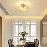Rayofly Modern Crystal Chandelier Ceiling Light Gold 6 G9 Sockets Flush Mount view 7