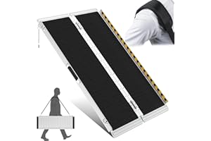 IVY&LANE Wheelchair Ramp 4FT | Load-Reducing Shoulder Strap | Portable Wheelchair Ramp | Wheelchair Ramps for Home, Steps, Stairs, Doorways | Handicap Ramp | Non-Slip, Foldable, Aluminum, 800lbs Capacity