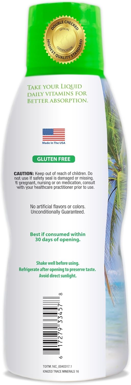 Tropical Oasis - Premium Ionized Plant Based Trace Minerals Liquid Formula- 74 essential minerals in liquid form for up to 96% Absorption - 16 oz, 32 servings: Health & Personal Care