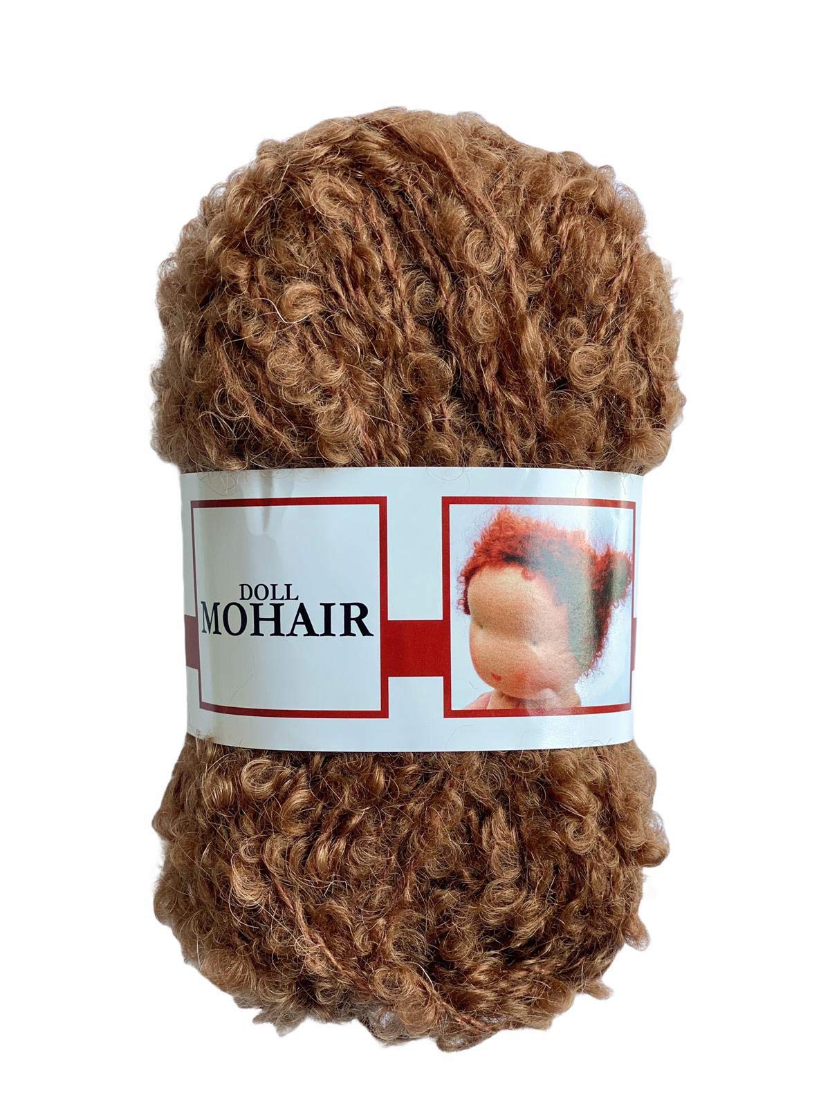 De witte Engel Doll Hair Mohair Blouclé Yarn for walldorf/Steiner Dolls 50 gr (Light Brown)