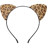 Snwquik Leopard Ears Headband,Furry Cheetah Ears Cat Ear Costumes,Halloween Costume Accessories for Cosplay Party