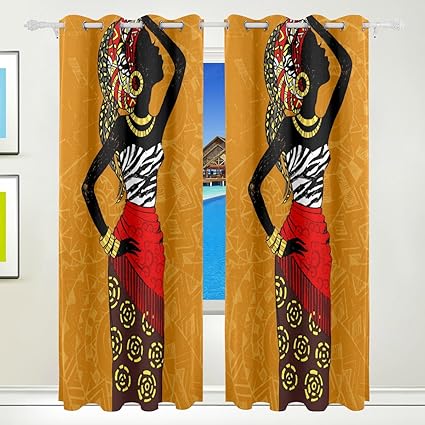 Cumimi African Woman Print Thermal Insulated Blackout Room
