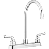 Pacific Bay Lynden Modern High-Arc Kitchen Sink Faucet, Plated ABS (Chrome) | Brass spout with metallic-plated ABS plastic body, NSF safe drinking water certified. 2.0 GPM aerated stream. Chrome.