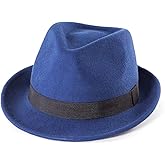 LADYBRO Straw Trilby Fedora Hat for Men 1920s Short Brim Wool Felt Panama Cap 7 1/4
