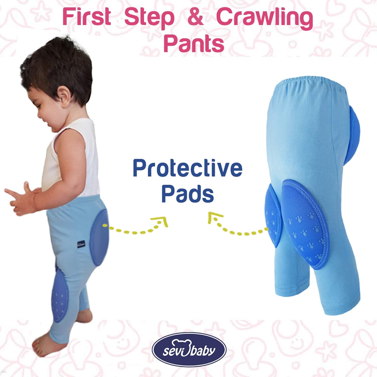 Sevi Baby Protective Pants for Babies, Padded Pants for Toddler, Patented Crawling Pants for Babies (Made in Turkey) - Gray: Clothing