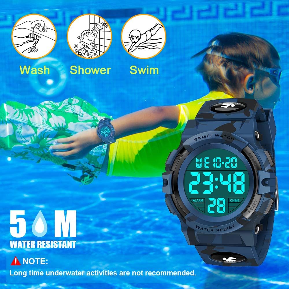 Girls Boys Watches Ages 5-15 Kids Watch, ATOPDREAM Waterproof Kids Digital Watches Toys for 6-15 Year Old Boys Watch Kids 8 Year Boy Idea Birthday Gifts for Kids Dark Blue Camouflage: Watches
