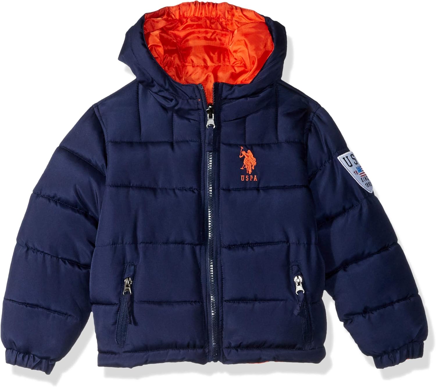 blue polo bubble coat