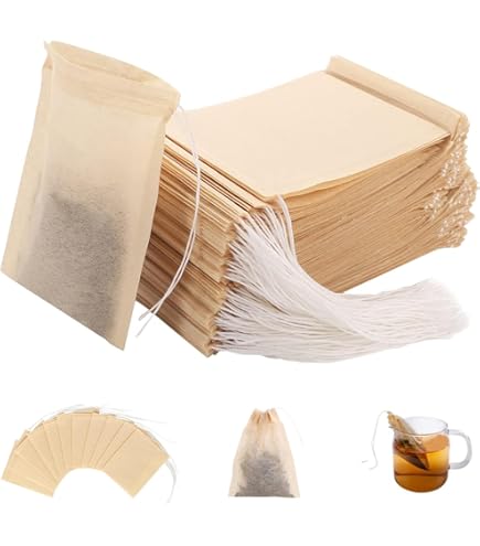 Ptwola 200 Pcs Tea Filter Bags Disposable Corn Fiber Empty