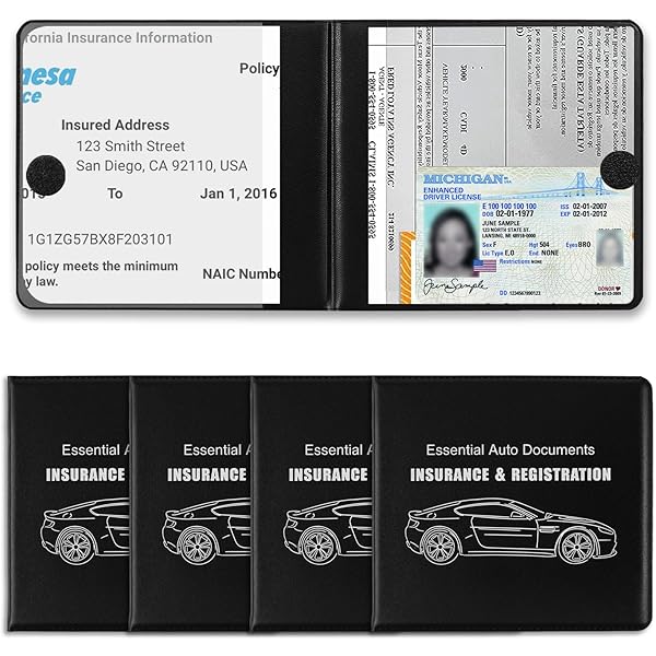 Amazon.com: Clear Insurance Card Registration Holder & ID Sleeve –  Dual-Pocket 4″ × 5⅝″ | Full Transparency Insurance Card Protector Glove Box 