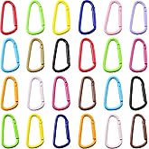 Carabiner Clip 24Pcs Metal Colored Keychain Clip D Spring Clips Cute Carabiner Bulk Keychain Hooks Caribiner Key Rings for Car Keys DIY Bag Charm Handbag Purse
