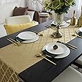 Joyfol Day Jacquard Beige Gold Table Runner,Dresser Scarf,Rectangular Polyester Wrinkle Resistant Damask Table Runners for Kitchen Dining Tabletop Decoration(14 x 90 Inch)
