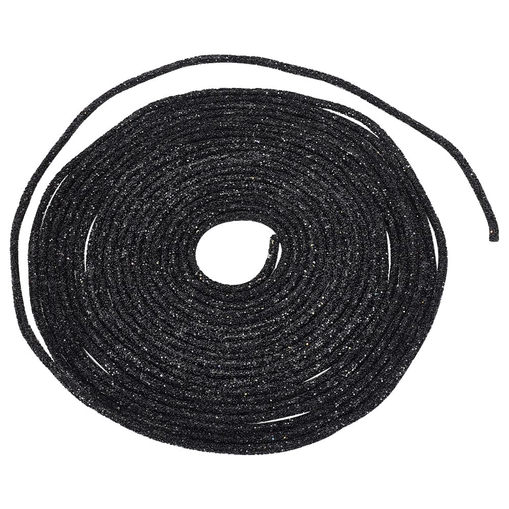 Photo 1 of GOMAKERER 10 Yards Sequins PVC Ropes 5mm, Black Tubular Synthetic Rubber Cord Tube Sequin Trimming Bling Shiny Sequins Rope for Wedding Dress Costume Hair Accessory