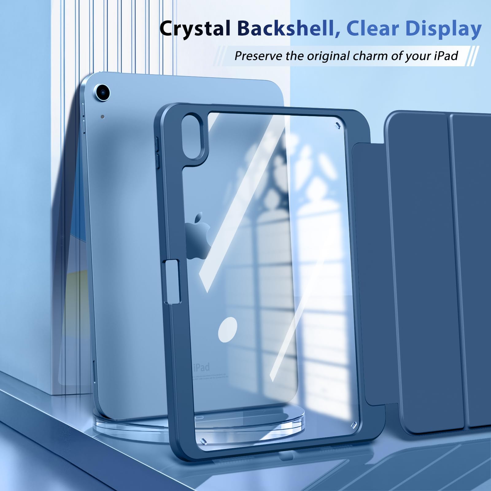 TiMOVO Case for iPad (A16) 11th Generation 11 Inch 2025, iPad 10th Generation Case 10.9 Inch 2022 with Pencil Holder,Slim Protective Cover with Clear Back Shell,Auto Wake/Sleep, Abyss Blue