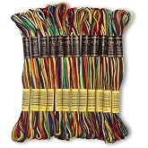 UMC STAG Pack of 12 Premium Embroidery Thread | 100% Egyptian Cotton Premium Skeins | Cross Stitch Embroidery Floss | Oeko TEX Certified | Ideal for Arts &amp; Crafts (Rainbow Variegated 00)