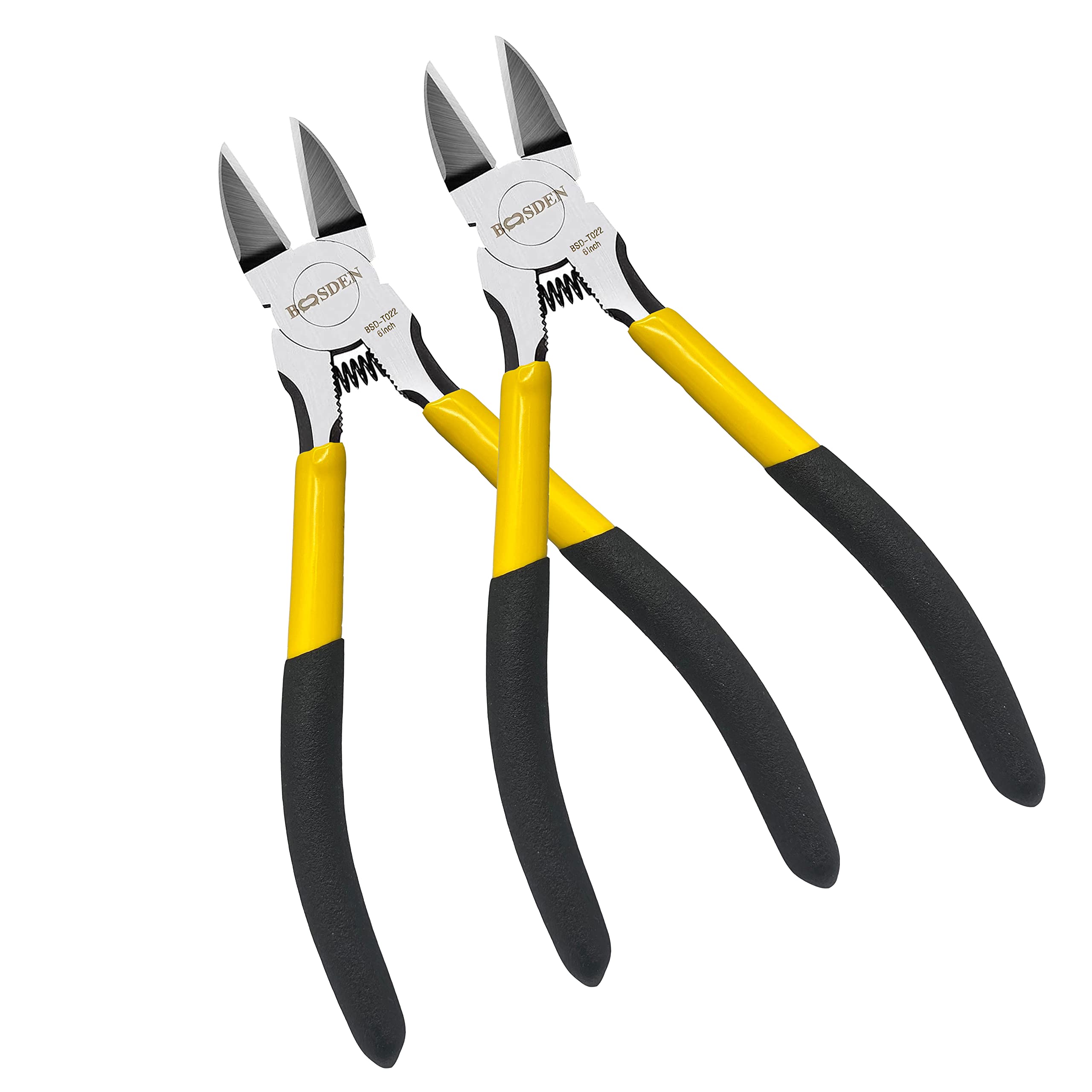 BOOSDEN Wire Cutters,2 Pack,6.5 inch Wire Flush Cutters,Precision Side Cutter,Spring Loaded Cutting Pliers,Small Dikes Wire Cutter for Artificial Flowers and Crafting