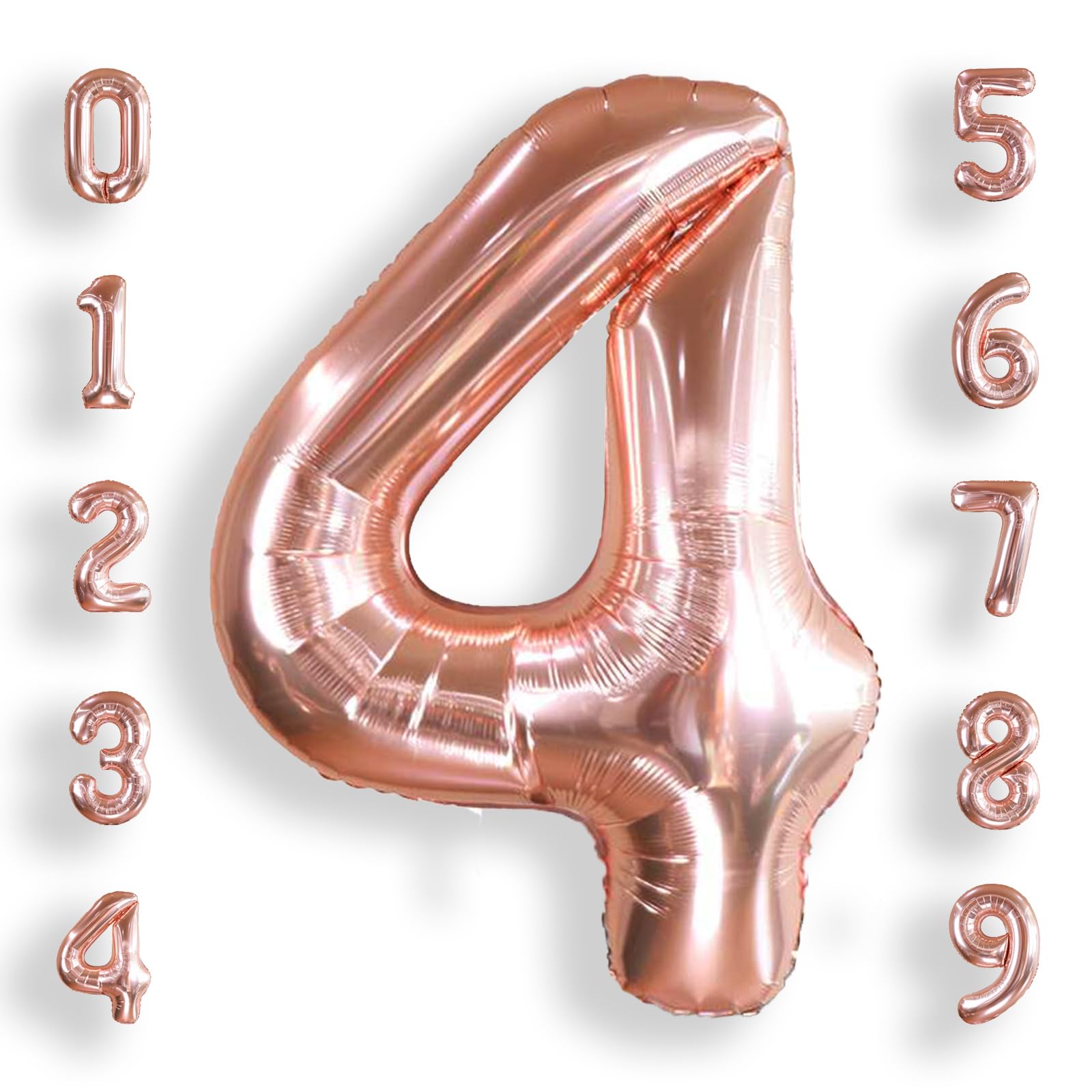Photo 1 of AULE 40 Inch Big Rose Gold 4 Balloon Number Large Foil Helium Number Balloons 0-9 Jumbo Giant Happy 4th Birthday Party Decorations for Boy or Girl Huge Mylar Anniversary Party Supplies