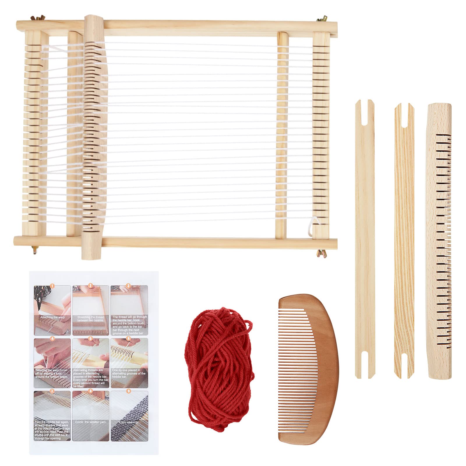 JMIATRY Weaving Loom Kit for Adults Beginners, 40x30cm Weaving Frame Looms, Multi-Craft Wooden Large Lap Frame Knitting Weaving Loom DIY Hand-Knitted Woven Set