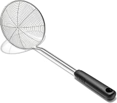OXO Good Grips Stainless Steel Spider Scoop & Strain Skimmer | Wire-Coil Spider Skimmer, Deep Open Basket, Long Angled Handle