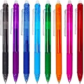 Bribobo 8 Pack Retractable Erasable Gel Pens Clicker Fine Point 0.7mm, Make Mistakes Disappear Comfort Grip for Drawing Writing Planner and School Supplies, Assorted Color Inks