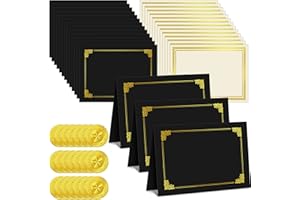 Epakh 72 Pcs Certificate Kit Includes 24 Certificate Holders and 24 Papers 24 Foil Award Seals Stickers Diploma Covers Graduation Competition Supplies(Black, Gold)