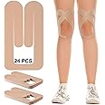 Lunmon 24 Pcs Kinesiology Tape for Knee Pre Cut Knee Tape Breathable Adhesive Sport Tape Waterproof Kinesiology Taping Ankle