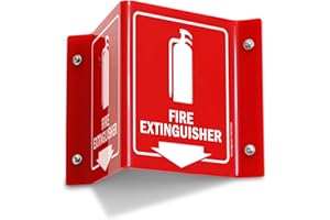 SmartSign Fire Extinguisher Projecting Sign with Arrow | 6" White on Red Polished Acrylic Signs for Corridor, lobby