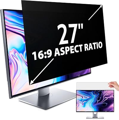 IPROKKO 27 Inch Privacy Screen Filter 16:9 Anti Glare Blue Light Removable