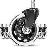 Office chair wheels replacement rubber chair casters for hardwood floors and carpet, set of 5, heavy duty office chair caster