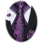 Barry.Wang Paisley Tie Fashion Set Hanky Cufflinks Neckties for Men Woven Silk