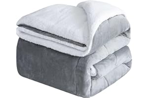 CHOSHOME Sherpa Fleece Blanket- Thick Warm Blanket for Winter, Soft Fuzzy Plush Blanket for Bed, Couch, Travel (Grey, Twin 60" x 80")
